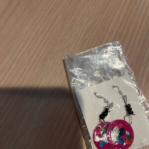 Pink and Blue Dangle Earrings